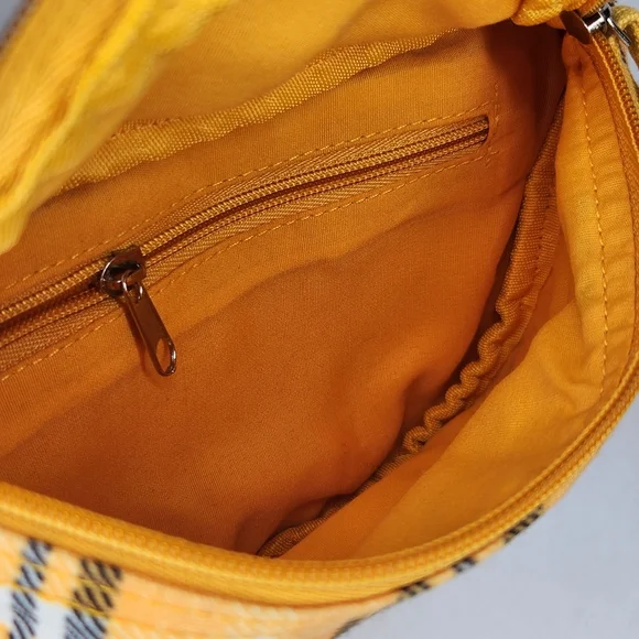 Yellow Plaid Canvas Fanny Pack Crossbody Bum Bag Clueless Aesthetic - Picture 2 of 8